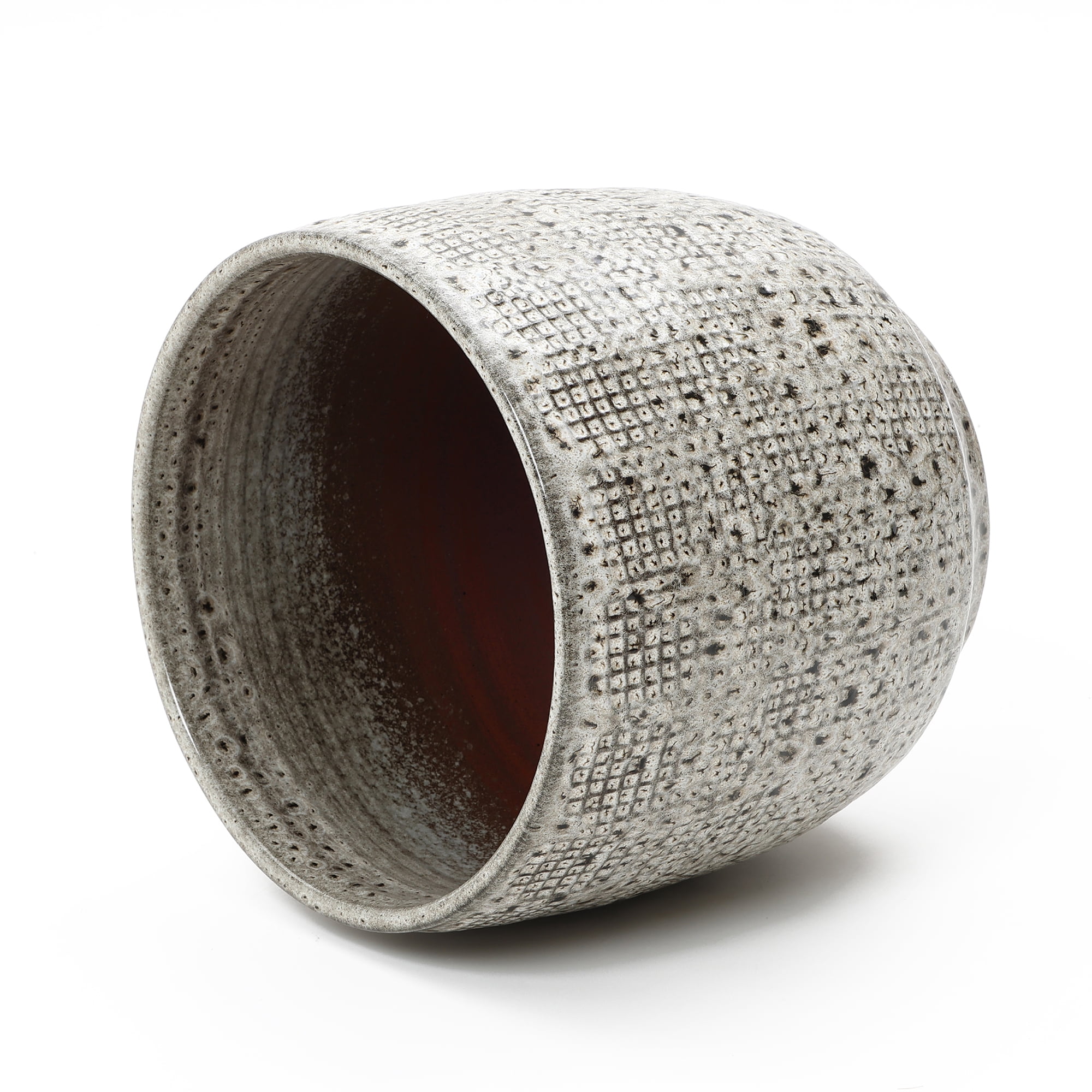 LuxenHome 12" Dia Large Ceramic Planter Pots for Plants, Stone Gray Glazed Round Planter with Drainage