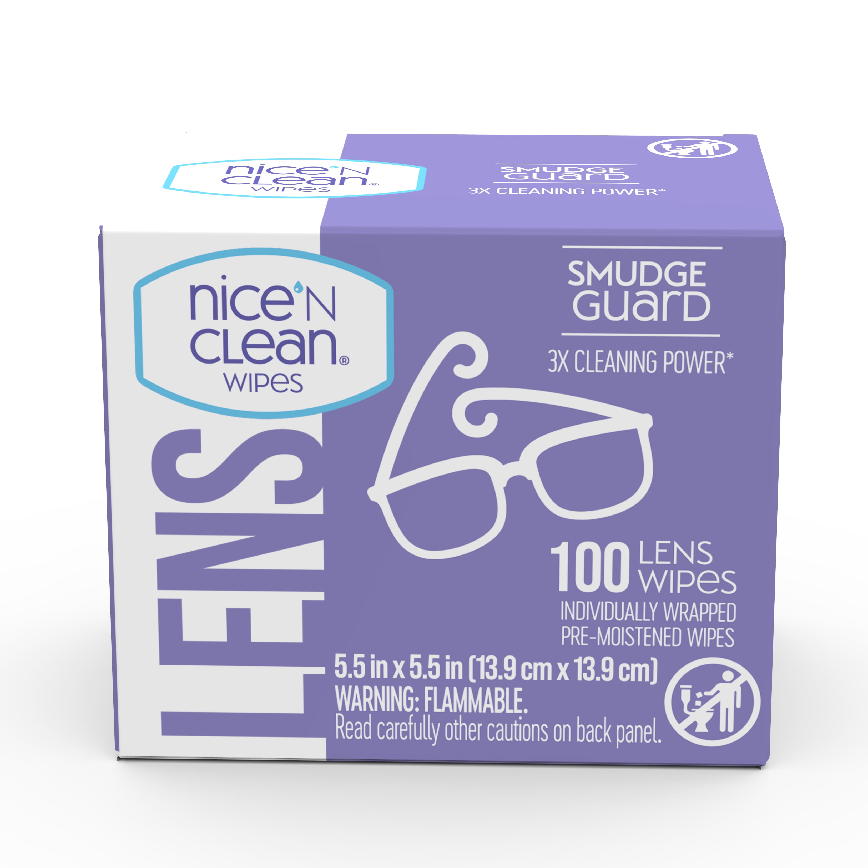 Nice N CLEAN SmudgeGuard Eyeglass Cleaner, Lens Wipes (100)