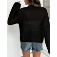 thumbnail image 3 of Women's Crochet Knit Cardigan Tie Front Long Sleeve Cropped Casual Sweater, 3 of 6