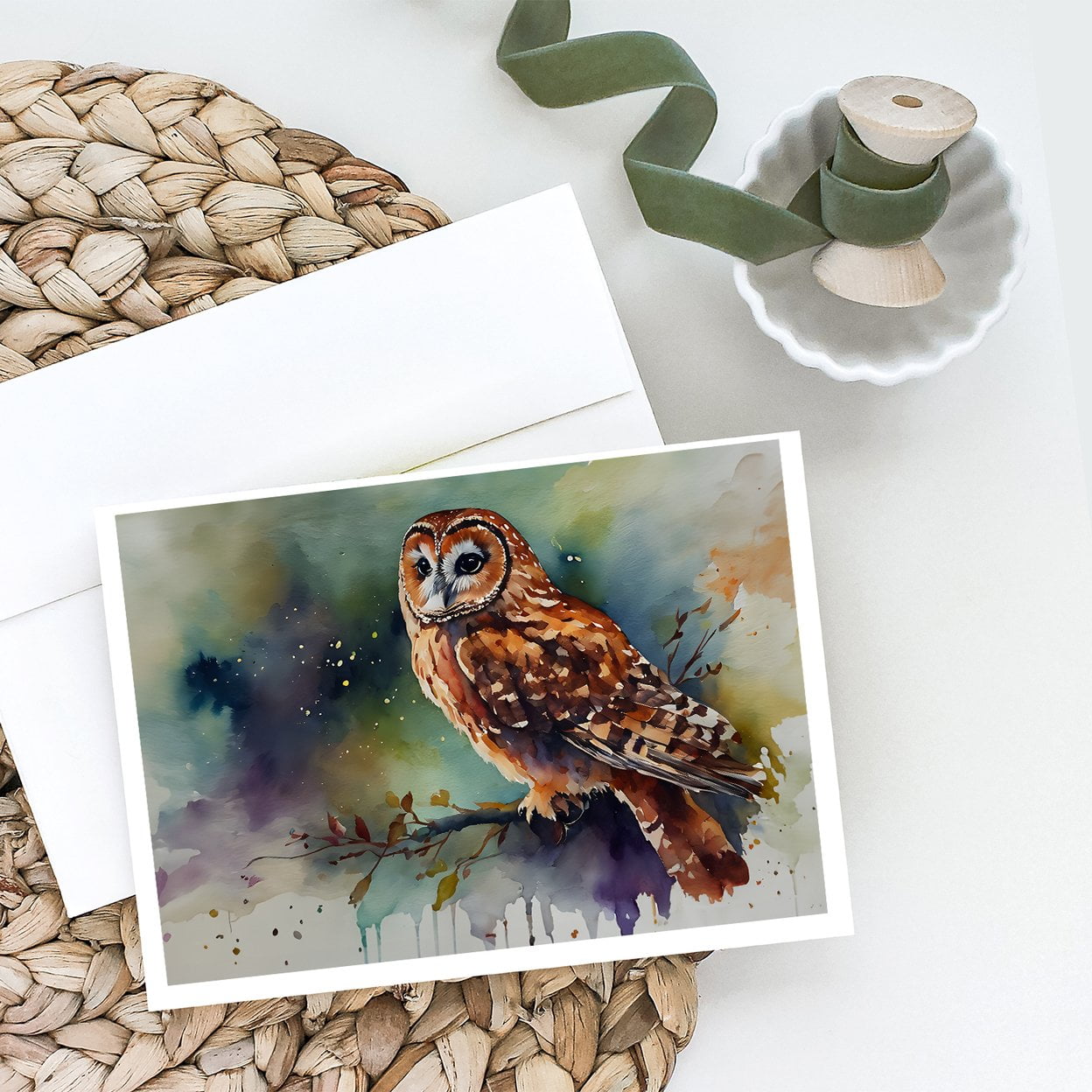 Tawny Owl Greeting Cards Pack of 8 7 in x 5 in