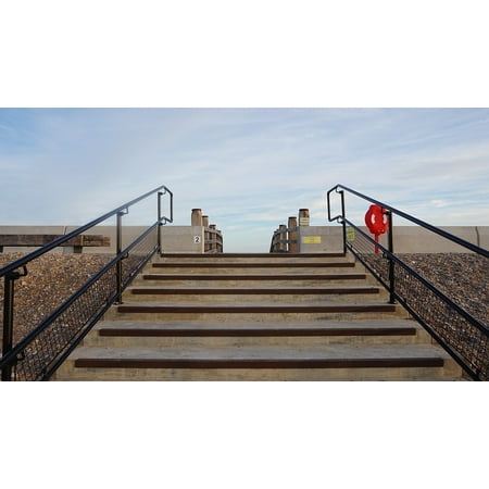 Stairway Set - LAMINATED POSTER Sea Climb Beach Ocean Sand Up Stairway Stairs Poster Print 24 x 36