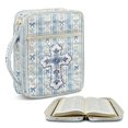 thumbnail image 2 of HELLHERO Blue Stripe Bow Pattern Lightweight Bible Cover Case for Church Study Daily Use, Polyester Quilted Bible Cover with Washable, 2 of 9