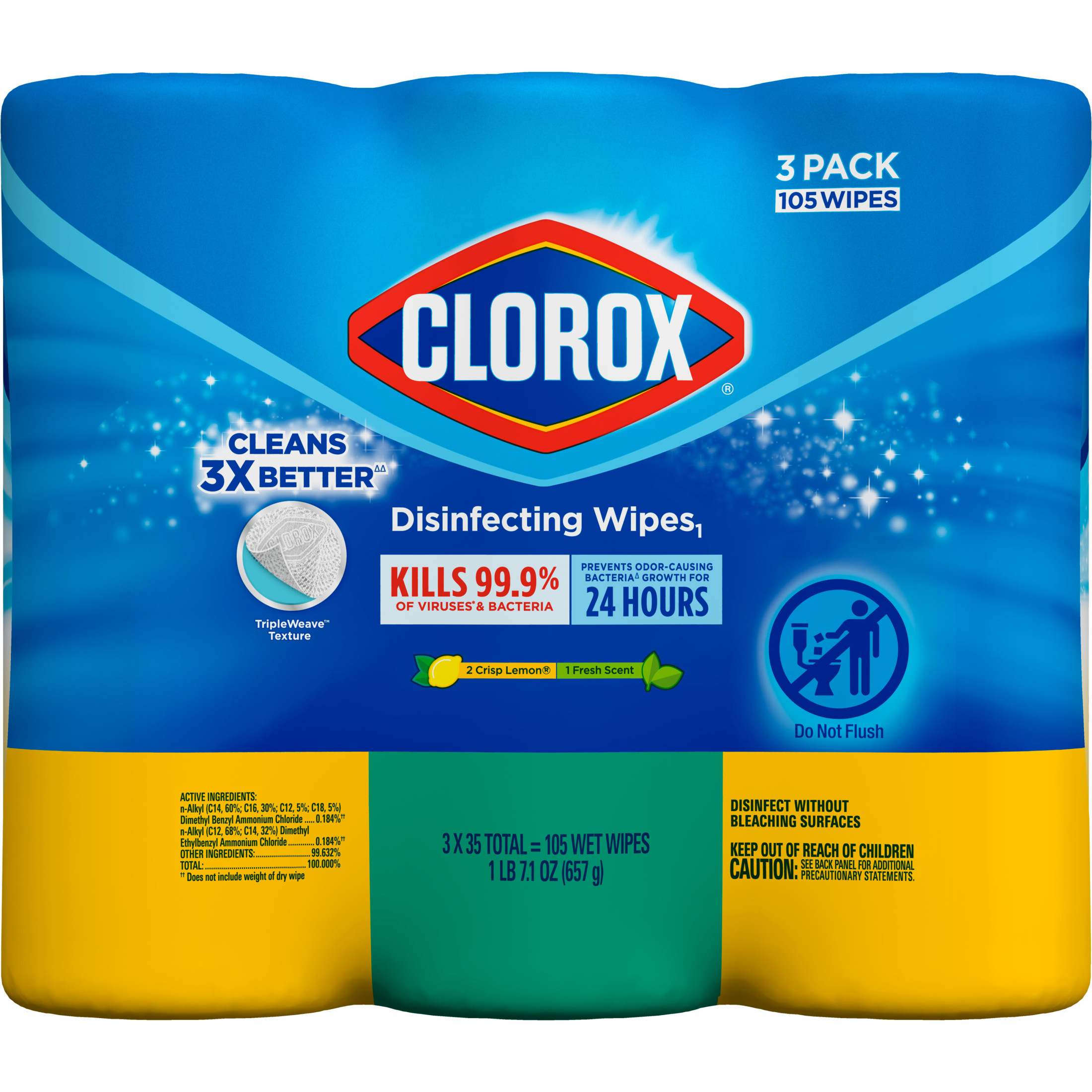 Clorox Disinfecting Wipes (105 Count Value Pack), Bleach Free Cleaning Wipes - 3 Pack - 35 Count Each - image 3 of 10