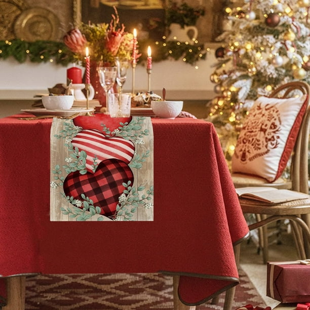 Camino de mesa de San Valentín, mantel supersuave para catering, bodas, cocinas, fiestas, vacaciones, picnics, decoración del hogar, 13 x 72 pulgadas de largo, textura romántica con corazón artístico,