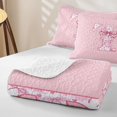 thumbnail image 4 of Manfei Pink Gingham Bow Letter T Quilt King for Girls, Cute Initial King Coverlet Set, 4 of 7