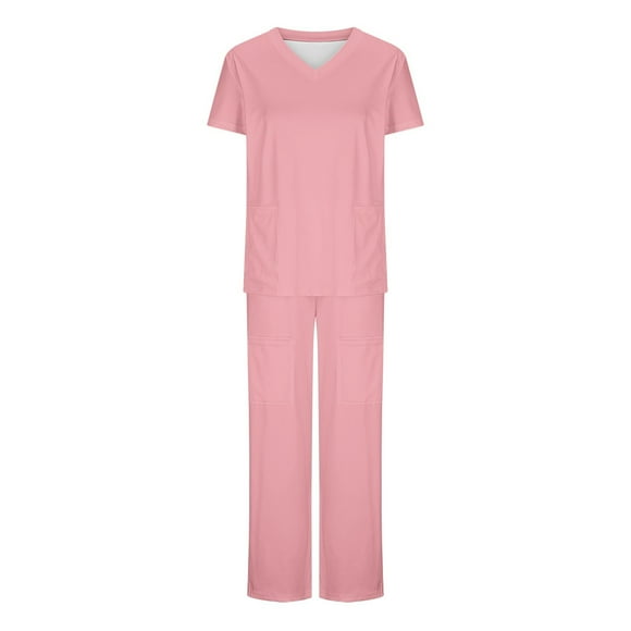 Blouses for Women Spring And Summer Solid Woman Comfort Short Sleeve V-Neck T Shirts Top And Long Pants Working Set Suit
