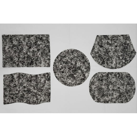 Floral Garden Placemats by Penny's Needful Things (Oval - Set of 2) (Black & Gray)