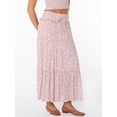thumbnail image 5 of Celebrity Pink Women's and Women's Plus Floral Print Tiered Maxi Skirt, Sizes XS-4X, 5 of 6