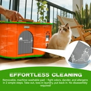 Heated Cat House, Pet Air Conditioned Room, Pet House with Heating and Cooling Function, with Refrigeration, Heating, Ventilation Modes, Suitable for Cats and Small Dogs (Green & Orange)