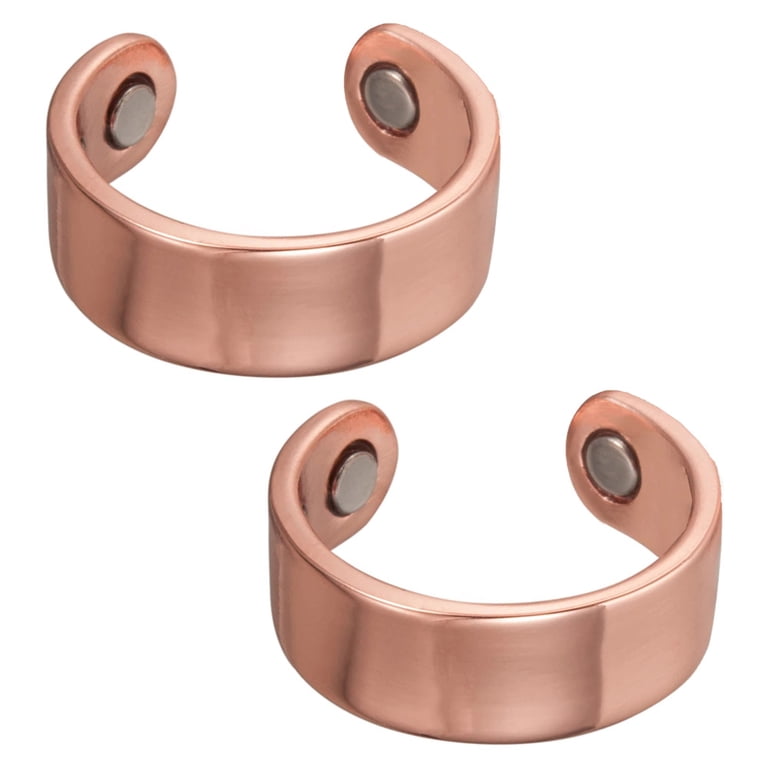 2 Copper Plated Adjustable Rings - Sizes 9-11, Medium/Large, Brass & Copper Mix