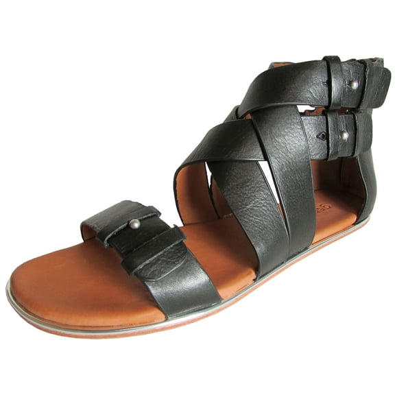 Gentle Souls Womens Blessie Gladiator Sandal Flat Shoe, Black, US 5.5