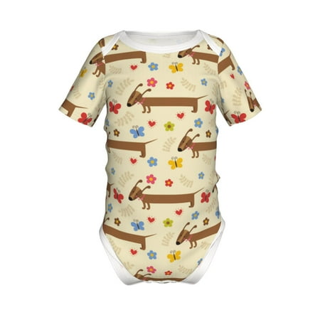 

Yiaed Dachshund Dog And Flower Print Infant Climbing Short Sleeve Onesie One-Piece Baby Bodysuit Clothes 0-12 Months -18 Months