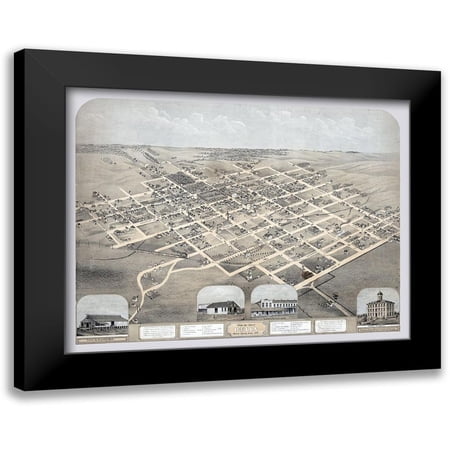 Koch 14x12 Black Modern Framed Museum Art Print Titled - Pella Iowa - Koch 1869