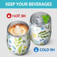 thumbnail image 4 of Floral 12oz Stainless Steel Insulated Wine Tumbler with Lid and Straw – Double Wall Vacuum Mug for Hot & Cold Drinks, 304 Steel Interior, Sweat-Free Design,Thanksgiving,Christmas, Spring,Flower, 4 of 5