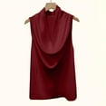 thumbnail image 6 of Women's Satin Cowl Neck Blouse Elegant Sleeveless Business Casual Tank Top Tshirts Summer Solid Color Office Work Shirts, 6 of 8