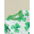 thumbnail image 6 of FEORJGP Toddler Boys Ireland Festival Outfits Infant Long Sleeve Sweatshirts Green Shamrock Print Pullover Crew Neck Tops and Drawstring Long Pants Newborn 2Pcs Loose Casual Clothes Set, 6 of 9
