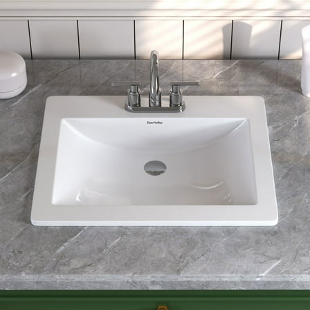 DeerValley DV-1DS0122 21" x 18" White Rectangle Vitreous China Drop In Bathroom Sink With Overflow