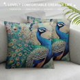 thumbnail image 3 of Nawypu Teal Peacock Throw Pillow Covers, Watercolor Blue Teal Vintage Turquoise Peacock Gifts Microfiber Fabric Decoration Pillowcases Home Sofa Couch Bed Decor Square, 3 of 5