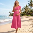 thumbnail image 4 of FchengtaiS Maternity Maxi Dress Short Sleeve Crewneck Pregnancy Dresses Summer Casual Loose Maternity Outfits for Baby Shower, 4 of 6