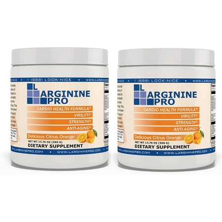 L-Arginine Pro Powder - 5500mg L-Arginine, 1100mg L-Citrulline Cardio Health (Citrus Orange, 2 Jars)
