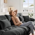 thumbnail image 3 of 94.4" Oversized Chaise Lounge, Loveseat Sectional Sofa, 2 Ottomans, U- Shaped Couch, Comfy Cloud Couch, Chenille Sleeper Daybed, Deep Seat Reversible Chaises, Recliner for Living Room, Grey, 3 of 9