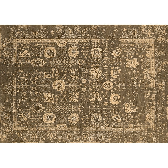 Ahgly Company Indoor Rectangle Oriental Brown Industrial Area Rugs, 7' x 10'