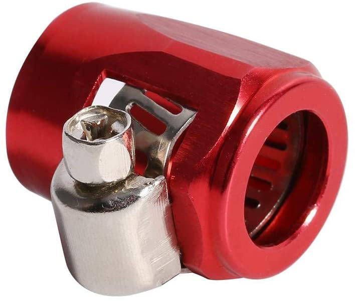 4PCS/Pack Red Flexible Rubber Hose Pipe Clamps for 6AN Hose Finisher Clamp with Screw Band for Fuel/Oil/Diesel/Gas/Air and Water Hose Tube