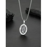 FaithHeart Saint/St. Christopher Pendant Necklace for Men Women Stainless Steel Catholic Christian Patron Oval Medal Blessings Amulet Silver Men Jewelry Gift for Boyfriend Husband Birthday