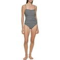 thumbnail image 3 of DKNY Women's One Piece Quick-Drying Fabric Bandeau Maillot Swimsuit (Black/White Geo, S), 3 of 5
