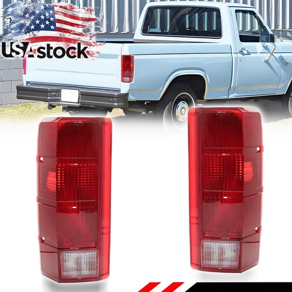 2PCS Red Lens Rear Bumper Tail Light Brake Light Backup Light Reverse Light For 1980 1981 1982 1983 1984 1985 1986 Ford F-150 F-250 F-350 Bronco 1980 1981 1982 1983 F-100 No Bulb/Socket Included