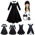 thumbnail image 2 of 2023 Vestido de fiesta de baile de los Addams del miércoles para niña, disfraz de Addam para Halloween, disfraz de carnaval para niños, vestidos negros góticos elegantes, 2 of 5