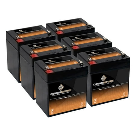Chrome Battery 12V (12 Volt) (12 Volt) 4.5Ah Sealed Lead Acid (SLA) Battery - T1 Terminals - for Zb-12-4.5 (6 Pack)