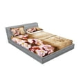 thumbnail image 2 of Ambesonne Floral Fitted Sheet & Pillow Sham Set, Spring Blossom Orchard, Full, Sand Brown Pale Pink, 2 of 2