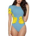 thumbnail image 1 of Balery Cute Ducky Body de cuello redondo de manga corta para mujer Tops de manga corta Tops básicos-Medium, 1 of 7