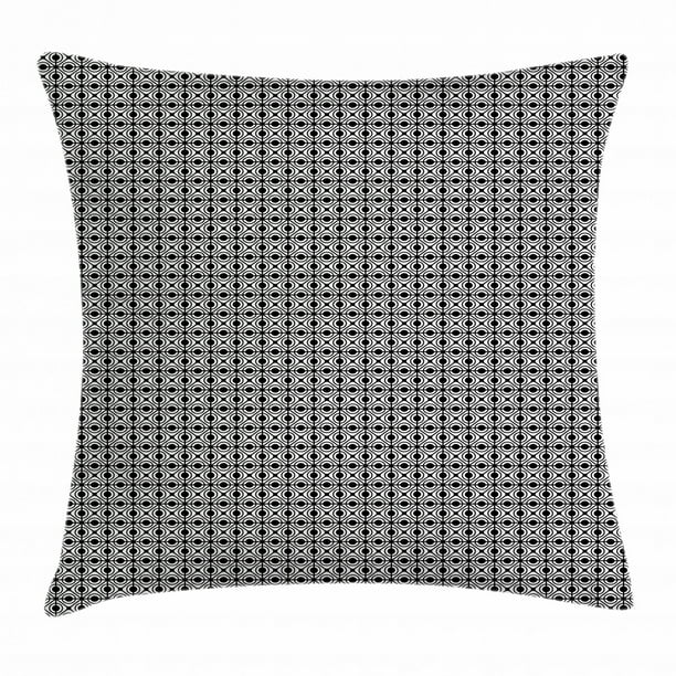 Geometric Throw Pillow Cushion Cover, Retro Geometric Pattern of Beveled Diamond Forms and Dots