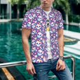 thumbnail image 6 of KLL blue flower Skull colorful for Men's Baseball Shirts,Short Sleeve Casual Shirts Button Down Shirt for Men Beach Summer Wedding Shirt-Medium, 6 of 7