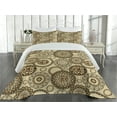 thumbnail image 3 of Ambesonne Animal Print Quilted Coverlet 3 Pcs, Savannah Theme Circles, King Size, Beige and Brown, 3 of 5