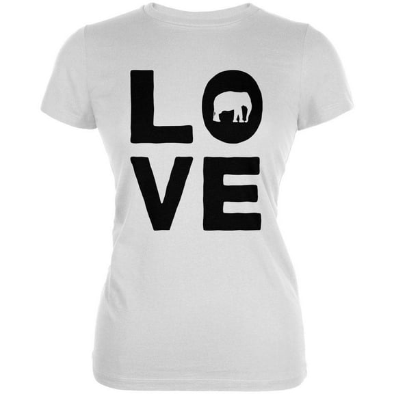 Elephant Love Juniors Soft T Shirt White 2XL