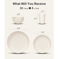 thumbnail image 3 of Quatish 32 Piece Plates and Bowls Sets for 8, Unbreakable Dinnerware Sets, Plastic Dish Set for Camping, Dishwasher Microwave Safe, Outdoor Kitchen and Apartment Dinning RV Essentials, Beige, 3 of 8