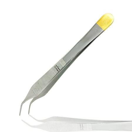 

Cynamed Adson Dressing Serrated Forceps 6 in. Curved Tips Gold Ends