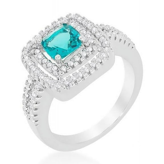 Womens Micro-Pave Vintage Ring, Aqua - Size 6