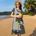 thumbnail image 4 of Disketp Cute Dinosaur para Vestido de Manga Corta para Mujeres, Vestidos de Verano para Mujeres, Casual y Holgado para la Playa, 4 of 6