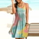 thumbnail image 5 of Vestido corto con estampado de teñido anudado, sin mangas, vestido plisado, verde rosa, 4XL Sweethay AP002087-71, 5 of 7