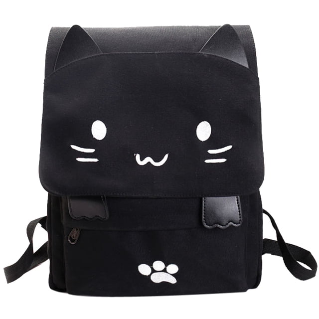 Coofit Canvas Backpack 3D Cartoon Cat Kitty School Bag Bookbag Travel Rucksack