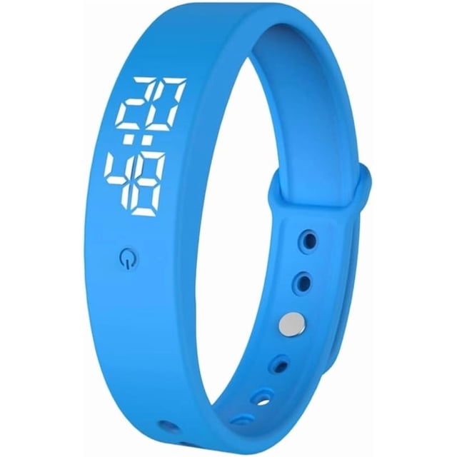 Montre Réveil Vibrante pour Gros Dormeurs, Bracelet à Vibration Silencieuse avec Conception Résistante à l'Eau, Traqueur de Sommeil Ajustable et Rappel Silencieux pour Hommes et Femmes, Bleu
