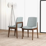 Ashcroft Levi Fabric Upholstered Dining Chair in Light Gray (Set of 2)