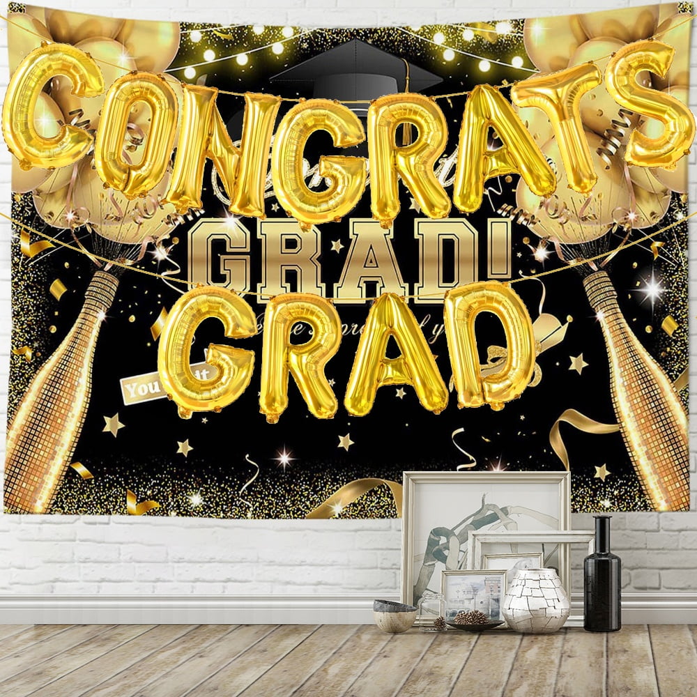 Graduation Backdrop with GRAD Balloons for Kids Class of 2023 Congrats ...