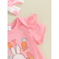 thumbnail image 6 of Jxzom Easter Outfit Baby Girl Short Sleeve 0 3 6 12 18 Months Bunny Carrot Romper Rabbit PP Shorts 3Pcs Summer Clothes Set, 6 of 8