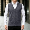 thumbnail image 2 of Riecok Mens Button Sweater Vest Sleeveless V Neck Cardigans Lightweight Solid Winter Tops with Pockets Dark Gray 2XL, 2 of 6