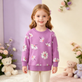 thumbnail image 2 of Toddler Cotton Sweatshirt Boys Girls Flower Print Sweatshirt Cute Casual Crewneck Pullover Long Sleeve Tops Fall Winter Clothes, 2 of 7